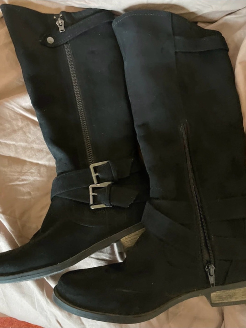 Women's Black Mid-Calf Buckle Riding Boots